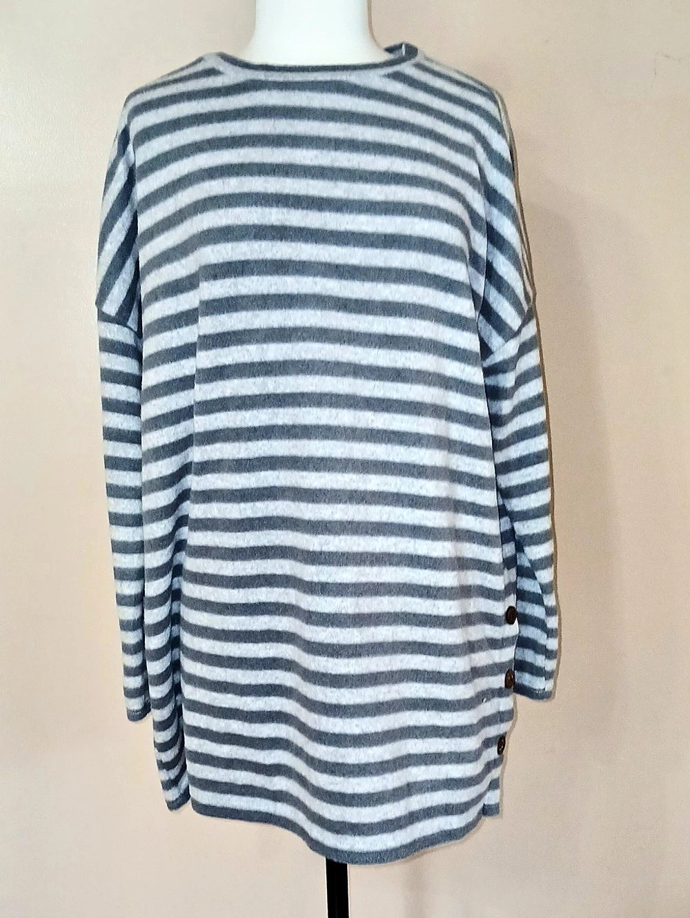 Simply Southern Women's Striped Long Sleeve Full Fleece Sweater